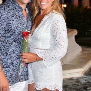 ASOS White Eyelet Plunge Romper
